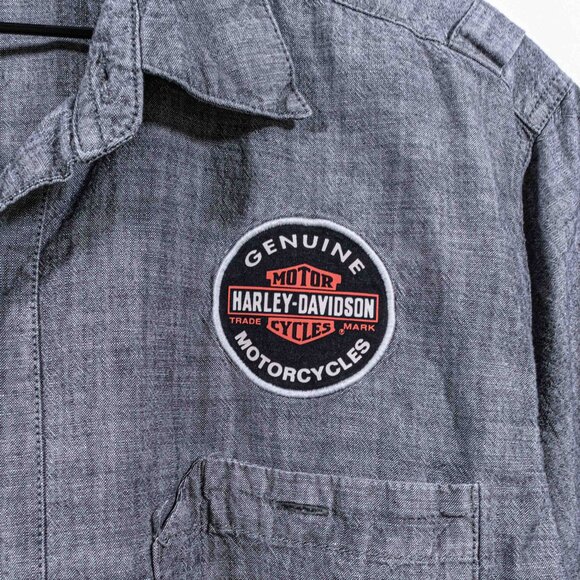 Harley Davidson Motorcycles Aruba Mechanic Short Sleeve Button Shirt Large Y2K - Picture 4 of 9